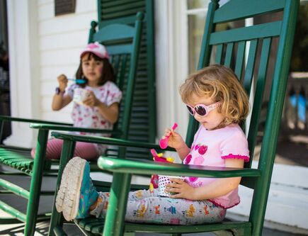 Girl eating ice cream family fun day